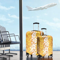 Hawaiian Lei Day Luggage Cover Gold Hibiscus Flowers Lei Art