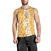 Hawaiian Lei Day Men Tank Top Gold Hibiscus Flowers Lei Art