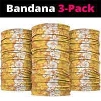 Hawaiian Lei Day Neck Gaiter Gold Hibiscus Flowers Lei Art - Polynesian Pride