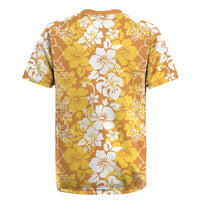 Hawaiian Lei Day Rugby Jersey Gold Hibiscus Flowers Lei Art