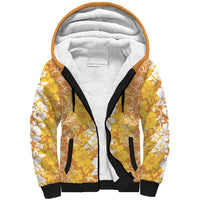 Hawaiian Lei Day Sherpa Hoodie Gold Hibiscus Flowers Lei Art