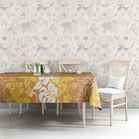 Hawaiian Lei Day Tablecloth Gold Hibiscus Flowers Lei Art