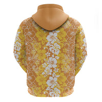 Hawaiian Lei Day Zip Hoodie Gold Hibiscus Flowers Lei Art LT9 - Polynesian Pride