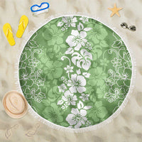 Hawaiian Lei Day Beach Blanket Green Hibiscus Flowers Lei Art LT9 One Size 150cm Green - Polynesian Pride