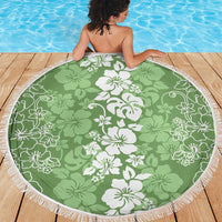 Hawaiian Lei Day Beach Blanket Green Hibiscus Flowers Lei Art LT9 - Polynesian Pride
