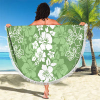 Hawaiian Lei Day Beach Blanket Green Hibiscus Flowers Lei Art LT9 - Polynesian Pride