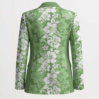 Hawaiian Lei Day Blazer Green Hibiscus Flowers Lei Art - Polynesian Pride