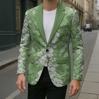 Hawaiian Lei Day Blazer Green Hibiscus Flowers Lei Art - Polynesian Pride