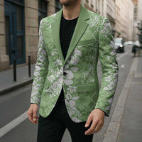 Hawaiian Lei Day Blazer Green Hibiscus Flowers Lei Art - Polynesian Pride