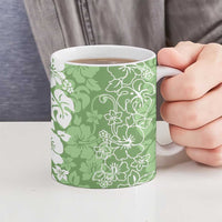 Hawaiian Lei Day Ceramic Mug Green Hibiscus Flowers Lei Art - Polynesian Pride