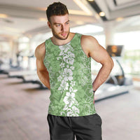 Hawaiian Lei Day Men Tank Top Green Hibiscus Flowers Lei Art