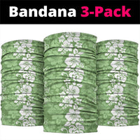 Hawaiian Lei Day Neck Gaiter Green Hibiscus Flowers Lei Art - Polynesian Pride
