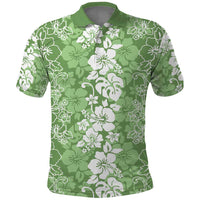 Hawaiian Lei Day Polo Shirt Green Hibiscus Flowers Lei Art