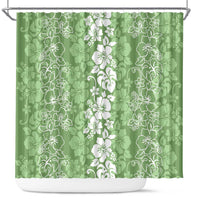 Hawaiian Lei Day Shower Curtain Green Hibiscus Flowers Lei Art
