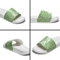Hawaiian Lei Day Slide Sandals Green Hibiscus Flowers Lei Art - Polynesian Pride