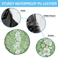 Hawaiian Lei Day Spare Tire Cover Green Hibiscus Flowers Lei Art