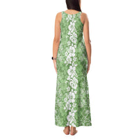 Hawaiian Lei Day Tank Maxi Dress Green Hibiscus Flowers Lei Art