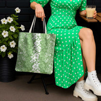 Hawaiian Lei Day Tote Bag Green Hibiscus Flowers Lei Art - Polynesian Pride