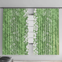 Hawaiian Lei Day Window Curtain Green Hibiscus Flowers Lei Art LT9 With Hooks Green - Polynesian Pride