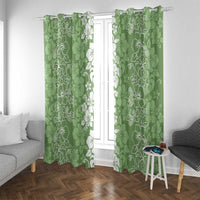 Hawaiian Lei Day Window Curtain Green Hibiscus Flowers Lei Art LT9 With Grommets Green - Polynesian Pride
