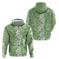 Hawaiian Lei Day Zip Hoodie Green Hibiscus Flowers Lei Art LT9 - Polynesian Pride