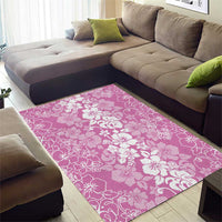 Hawaiian Lei Day Area Rug Pink Hibiscus Flowers Lei Art