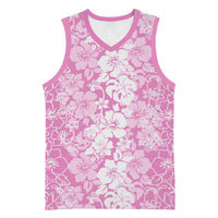 Hawaiian Lei Day Basketball Jersey Pink Hibiscus Flowers Lei Art LT9 Unisex Pink - Polynesian Pride