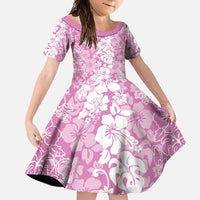 Hawaiian Lei Day Family Matching Summer Maxi Dress and Hawaiian Shirt Pink Hibiscus Flowers Lei Art LT9 Daughter's Dress Pink - Polynesian Pride