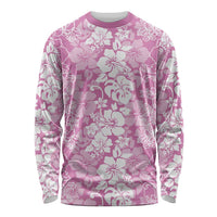 Hawaiian Lei Day Long Sleeve Shirt Pink Hibiscus Flowers Lei Art LT9 Unisex Pink - Polynesian Pride