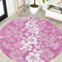 Hawaiian Lei Day Round Carpet Pink Hibiscus Flowers Lei Art LT9 Pink - Polynesian Pride