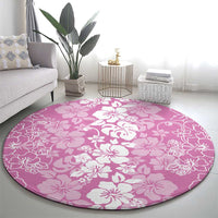 Hawaiian Lei Day Round Carpet Pink Hibiscus Flowers Lei Art LT9 - Polynesian Pride
