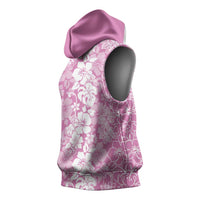 Hawaiian Lei Day Sleeveless Hoodie Pink Hibiscus Flowers Lei Art - Polynesian Pride