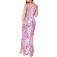 Hawaiian Lei Day Tank Maxi Dress Pink Hibiscus Flowers Lei Art