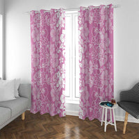 Hawaiian Lei Day Window Curtain Pink Hibiscus Flowers Lei Art LT9 With Grommets Pink - Polynesian Pride