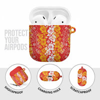 Hawaiian Lei Day AirPods Case Red Hibiscus Flowers Lei Art - Polynesian Pride