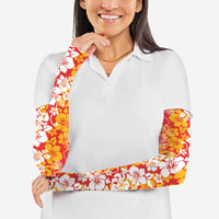 Hawaiian Lei Day Arm Sleeves Red Hibiscus Flowers Lei Art - Polynesian Pride