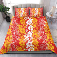 Hawaiian Lei Day Bedding Set Red Hibiscus Flowers Lei Art