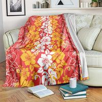 Hawaiian Lei Day Blanket Red Hibiscus Flowers Lei Art LT9 Red - Polynesian Pride