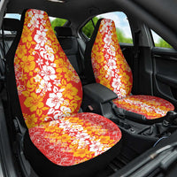 Hawaiian Lei Day Car Seat Cover Red Hibiscus Flowers Lei Art