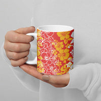 Hawaiian Lei Day Ceramic Mug Red Hibiscus Flowers Lei Art - Polynesian Pride