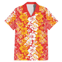 Hawaiian Lei Day Family Matching Mermaid Dress and Hawaiian Shirt Red Hibiscus Flowers Lei Art