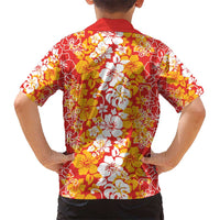 Hawaiian Lei Day Kid Hawaiian Shirt Red Hibiscus Flowers Lei Art LT9 - Polynesian Pride