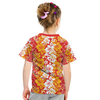 Hawaiian Lei Day Kid T Shirt Red Hibiscus Flowers Lei Art LT9 - Polynesian Pride