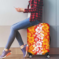 Hawaiian Lei Day Luggage Cover Red Hibiscus Flowers Lei Art