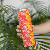 Hawaiian Lei Day Skinny Tumbler Red Hibiscus Flowers Lei Art