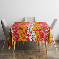 Hawaiian Lei Day Tablecloth Red Hibiscus Flowers Lei Art