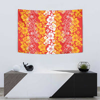 Hawaiian Lei Day Tapestry Red Hibiscus Flowers Lei Art