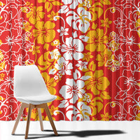 Hawaiian Lei Day Window Curtain Red Hibiscus Flowers Lei Art