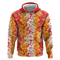 Hawaiian Lei Day Zip Hoodie Red Hibiscus Flowers Lei Art