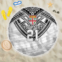 Flying Fijians Pacific Fiji Rugby Custom Beach Blanket Polynesian Pattern LT9 One Size 150cm White - Polynesian Pride